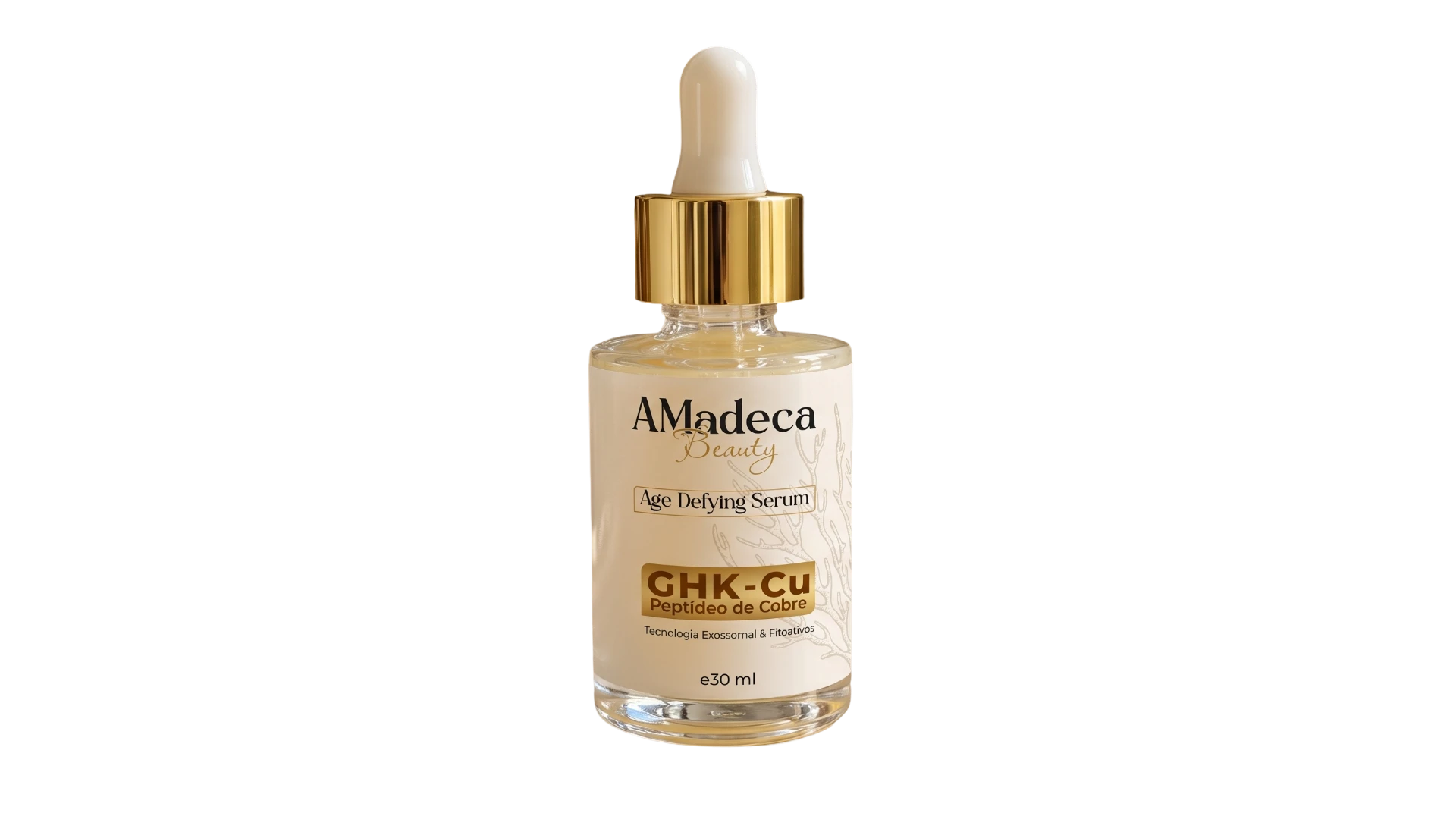 Frasco AMadeca Beauty Age Defying Serum GHK-Cu de 30 ml com conta-gotas dourado